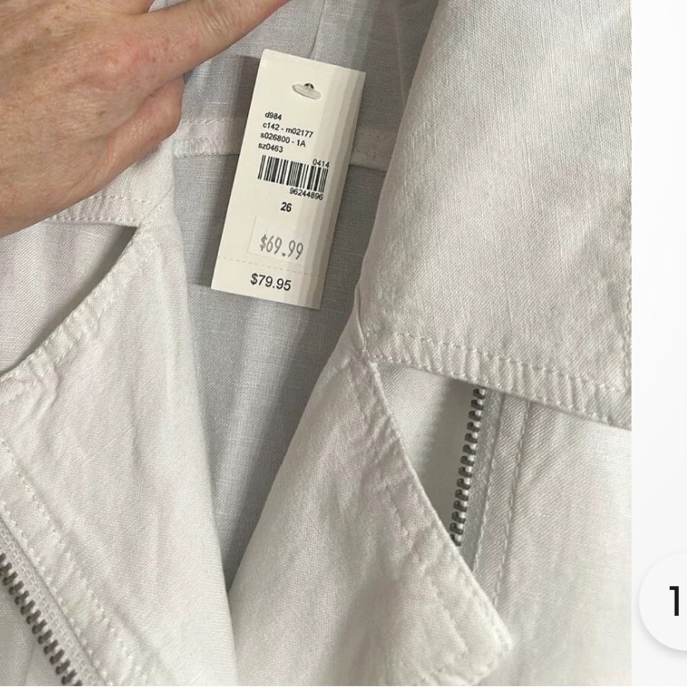 White Linen Blend Moto Jacket Lane Bryant NWT New Size 28 - Picture 10 of 11